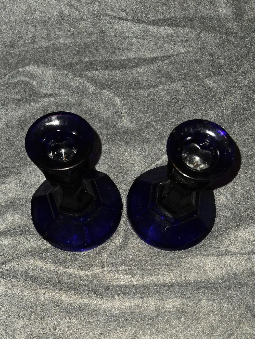 Vintage Libbey Cobalt Blue Worthington Panel Taper Candle Holder